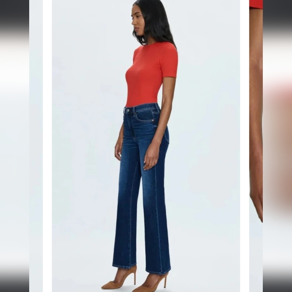 pistola Dark Blue High-Rise Cropped Wide-Leg Jeans